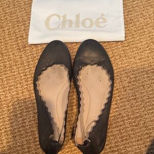 Chloe dark bronze scallop ballet flats